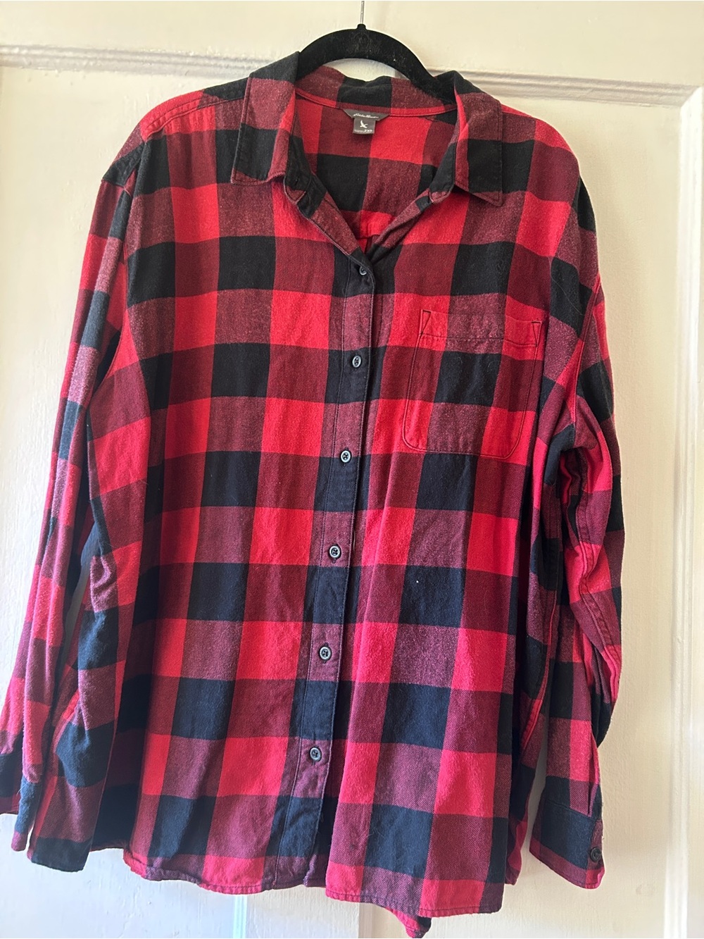 Eddie Bauer Red and Black Buffalo Plaid Button-Down Shirt